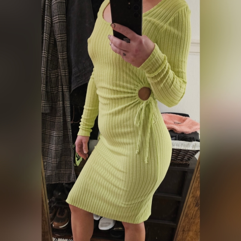 Stitch & Pine Neon Green midi dress